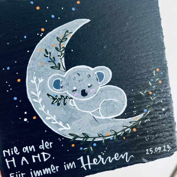 Trauertafel - Nie an der Hand - für immer im Herzen (Sternenkind) 15x15cm