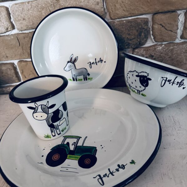 Kindergeschirr-SET zur Geburt aus Emaille ♥