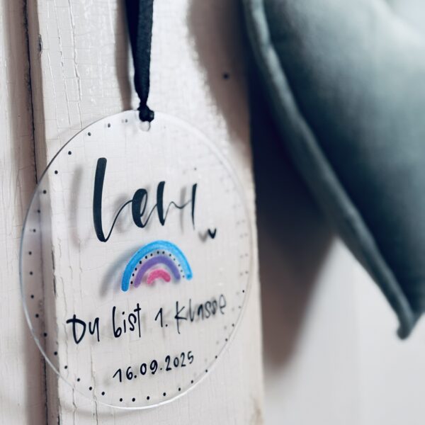 Acrylanhänger mit deinem Wunschtext (Geburt, Taufe, Einschulung, Kommunion ...)