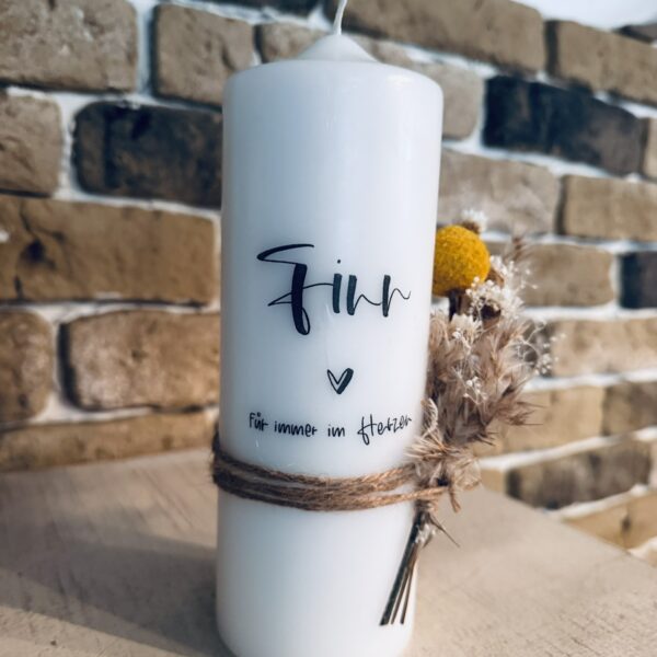 Kerze mit deinem Wunschtext - zur Taufe / Kommunion / Konfirmation /  Hochzeit ...